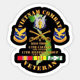 Vietnam Combat Cavalry Vet  w Kilo Troop - 17th Air Cav - 17th Aviation Group DUI w SVC Sticker